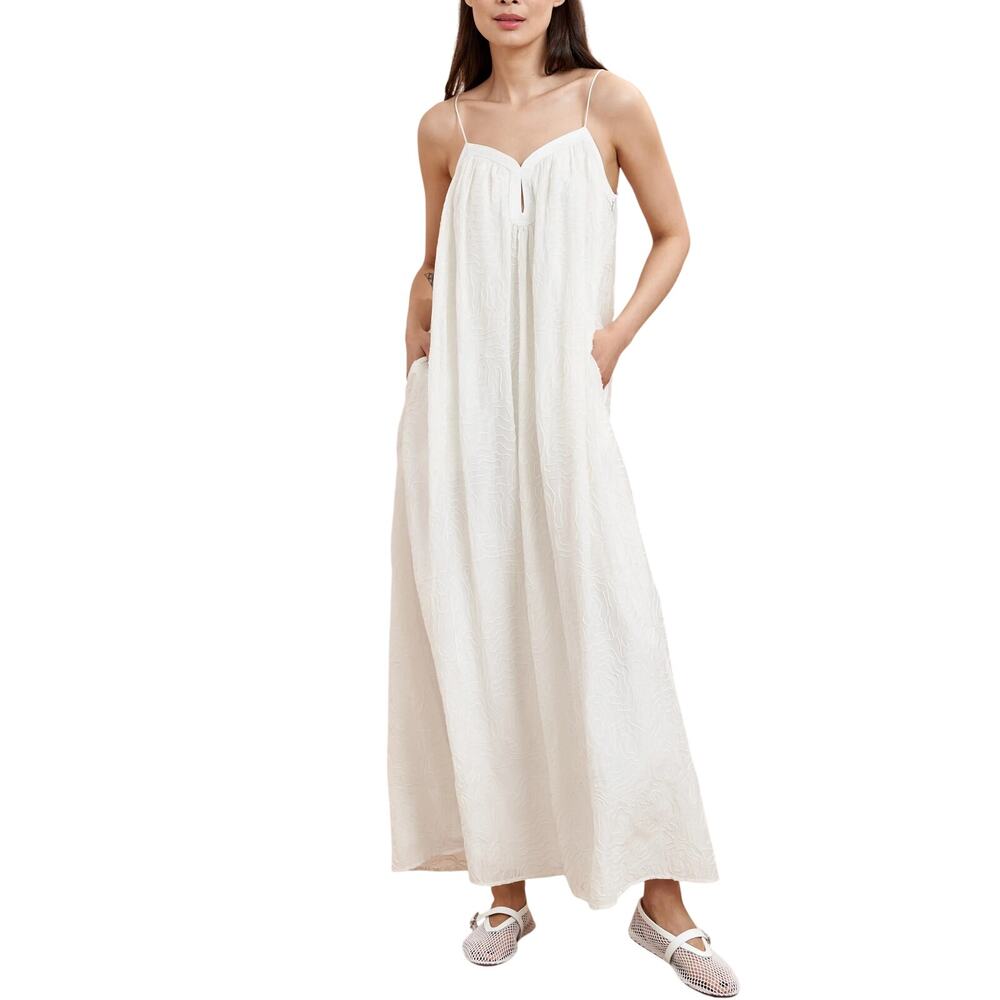 La Ligne Ivory Spaghetti-Strap Maxi Dress
